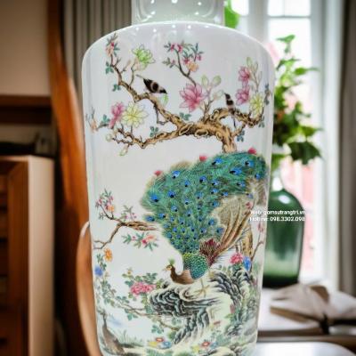 BÌNH SỨ HỌA TIẾT CHIM CÔNG